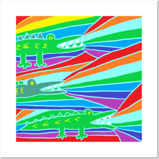 rainbow crocodile Posters and Art